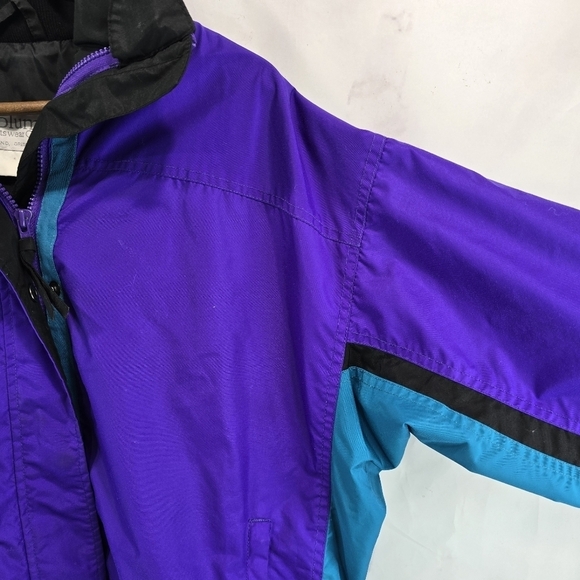 Columbia Jacket Womens Large Vtg 90s Purple Blue Windbreaker Ski Shell Bugaboo - Picture 10 of 11